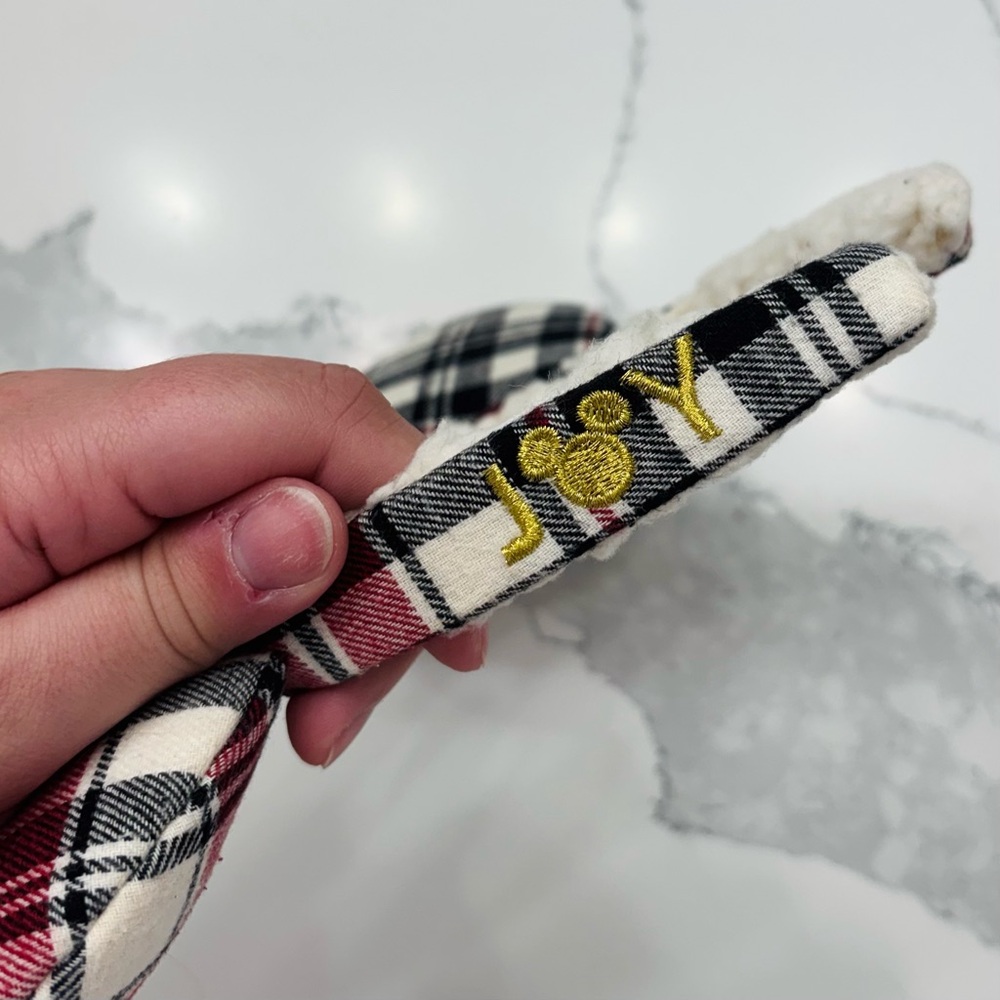 Disney Parks Christmas Holiday Red/Black Plaid Mikey Mouse Ear Headband - Picture 5 of 6